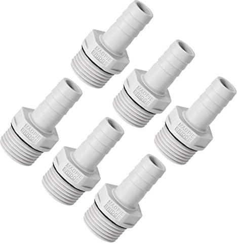 PATIKIL 12mm Spina x 1/2 G Maschio Tubo Raccordo, 6pz PVC Adattatore Innesto Flessibile Connettore per Acqua Tubo, Grigio