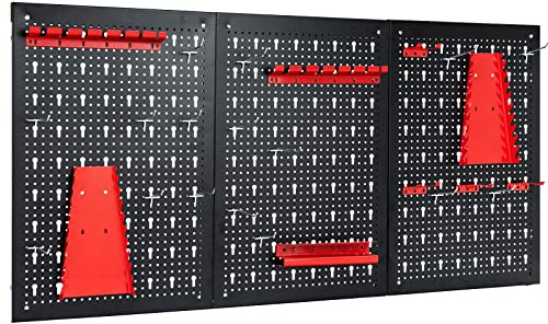 GiantexUK 28Pcs Pegboard Organizer Kit, Wall-Mounted Garage Tool Storage with Holders, Racks and Pegboard Pegs, Utility Metal Tool Board for Warehouse Workshop Craft Room Kitchen | with Holders, Racks and Pegboard Pegs, Utility Metal Tool Board for Warehouse Workshop Craft Room Kitchen