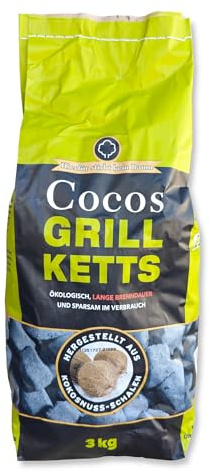 Cocos Grillbriketts 3 kg aus Kokosschalen Premium Grill Brikett Kohle Lange Brenn-& Glutdauer für Grill, Smoker, Dutch Oven | Energie Kienbacher