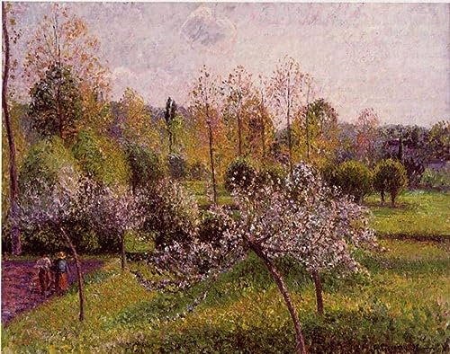 DTAUPREB DIY-Ölgemälde für Erwachsene und Kinder Apfelbäume in Blüte Camille Pissarro Malen nach Zahlen mit Pinseln und Acrylpigmenten auf Leinwand