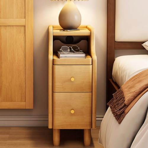 ZDMZR - Mesita de noche estrecha de 20 Cm, mesitas de noche de madera maciza, mesita de noche con cajón de almacenamiento, pequeña mesita de noche (color: Wood Color)