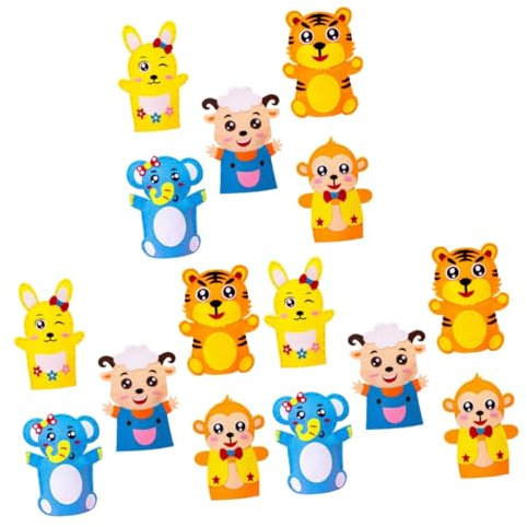 Toyvian 15sätze Handpuppen Für Junge Mädchen Kreatives Nähkit Mit Tiger Hase Schaf AFFE Und Elefant Fördert Fantasie Kreativität Und Koordination Teiliges Bastelset Für Kleinkinder