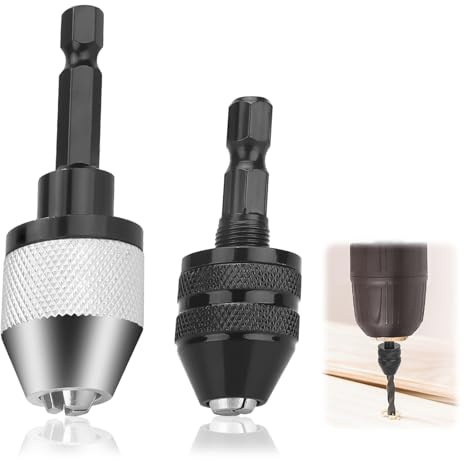 2-Piece Keyless Drill Chuck Conversion Tool, Hexagonal Handle Keyless Drill Chuck Conversion Tool, Micro Drill Quick Change Converter, Drill Chuck Adapter