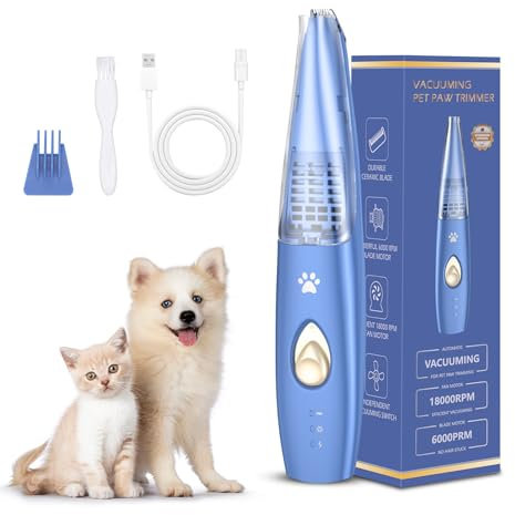 [Neues Upgrade] Brifit Pfotentrimmer für Hunde mit Haar Saugfunktion, 2-Gang Leise Schermaschine Hund, USB Aufladbar Hundeschermaschine für Pfoten, Ohren, Augen, Gesicht, Keine Fliegenden Haare