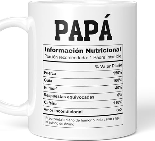 LA CASA DE LAS TAZAS® Regalos para Papa. Regalos Originales Día del Padre - Papá - Super Papa, Regalos Hombre Originales - Taza Papa - Cumpleaños Padre, Regalo Gracioso Papa (Inf. Nutri.)