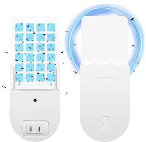 Attrape Insecte, Anti Moucherons Interieur, Lamp Anti Moustique Interieur, Plug-in Blue Light Bug Trap, Odorless, Noiseless, Chemicaless, with 5 Packs of Sticky Glue Pads