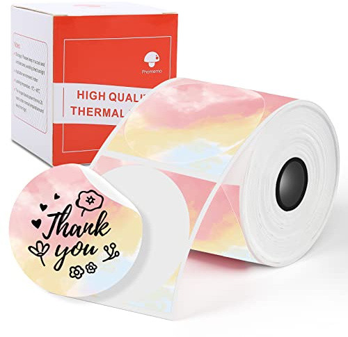 Phomemo Runde Schillernde Rosa Etiketten Selbstklebende, 50x50mm, 140 PCS | Phomemo Runde Selbstklebende Thermodirekt Etiketten für M110/M220/M108/M221/M120, für Schule, Heim, Büro, Schillernde Rosa