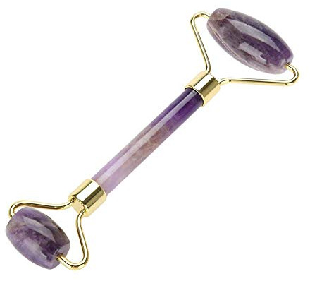 EKFBQBGW Raumdekoration 5,9-Zoll-Opalquarzkristall-Doppelkopf-Schönheitsroller for Gesicht und Hals, – Gesichtsroller-Massage for Anti-Falten und Anti-Aging (Color : Amethyst)