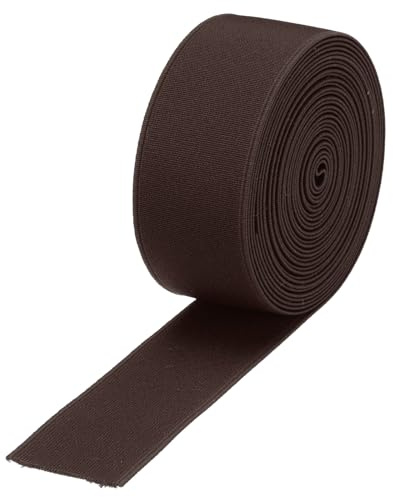 sourcing map Bandes élastiques pour couture - 4 cm - 4,6 m - Marron foncé - Haute élasticité - Pour perruques, ceintures, pantalons