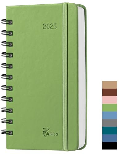 Taschenkalender 2025 Klein Spiral Hardcover, kalender 2025 A6 (16.5x10cm), Buchkalender 2025 (Jan.2025-Dez.2025), Wochenplaner mit PU-Leder, Terminplaner Planer 1 Woche 2 Seite