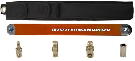Clé à Rallonge Déportée, 15.35 Inch Tight Reach Wrench Set Clé à Douille Prête à L'emploi En Acier à Haute Teneur En Carbone Avec Adaptateurs D'entraînement 1/4, 3/8 Et 1/2