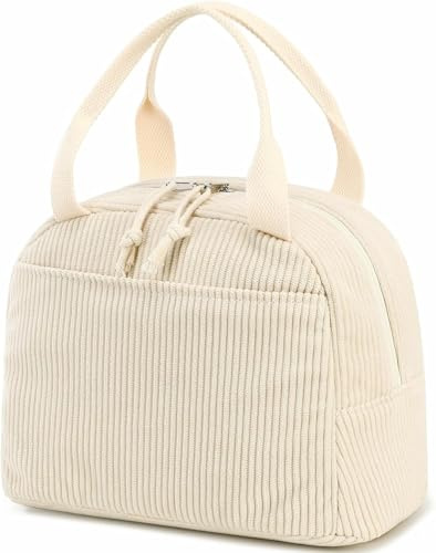 BLUBOON Lonchera para mujer, bolsa de almuerzo aislada para niños, lindas bolsas de almuerzo reutilizables para el trabajo, picnic, viajes (beige)