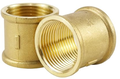 WPPQWP 2 Stück Messing Muffe 1 Zoll IG/IG Innengewinde Doppelmuffe | DN25 Messing Rohrverbinder Gewindemuffe für Wasserleitung, Heizung, Gartenbewässerung und Pumpe