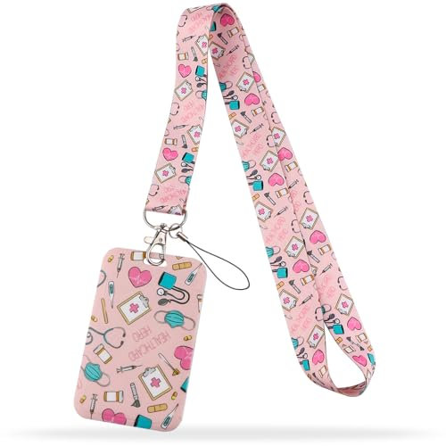 AFCJLTO Ausweishalter mit Umhängeband - Ideal für medizinische Krankenschwestern, Büro, Schule, Damen und Herren zum Tragen von ID-Karten und Handys