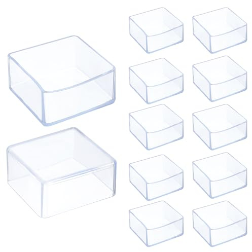 sourcing map 12 Pcs Silicone Chair Leg Floor Protectors 2.4 x 2.4 Inch Non-Slip Chair Leg Caps Covers, Square Furniture Leg Protectors for Hardwood Floors Reduce Noise and Scratches, Clear