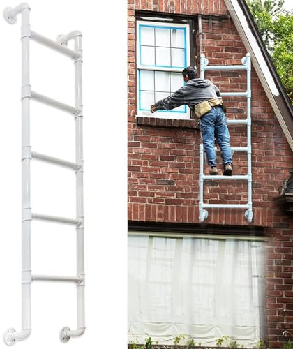 Notfallleiter für Fensterbrunnen, robuste Metall-Trittleiter für Brandschutz, Wandmontage, Egress-Leiter für Hochbett oder Dachboden, 1,5 m 2,4 m Höhenoptionen, Outdoor-Kletterleitern, 115 cm