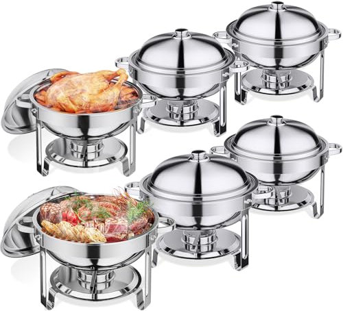 Anycoo 5.5QT Chafing Dishes for Buffet 6 Pack, Staineless Steel Chafing Dish Buffet Set, Buffet Servers and Warmers with Lid for Any Gathering Party