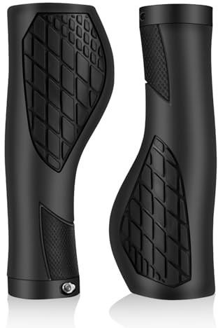 Mountain Bike Grips, Black Bike Handlebar Grips Inner Diameter 22mm Anti-Slip and Shock-Absorbing Bicycle Handlebar Grips with TPU and Silicone Material