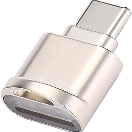 SD Card Reader, USB C Micro SD Card Reader with Keychain, Type C to Micro SD SDXC SDHC TF Memory Card Reader with USB C Micro OTG to USB 3.1 Adapter for Samsung Galaxy Laptops Phones and More (Gold)