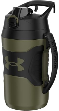 Under Armour Insulated Water Bottle with Handle & Fence Hook, Half Gallon Sports Water Jug, Leak-Resistant & BPA-Free for Baseball, Football & Gym - Marine OD Green, 64oz