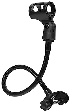 Verstellbare Mikrofonhalterung als Schwanenhalsständer für Aufnahmen | Clip On Bracket, Eisen mit Sprühlack, Schwarz, für Tv Station und Breite Mikrofonkompatibilität