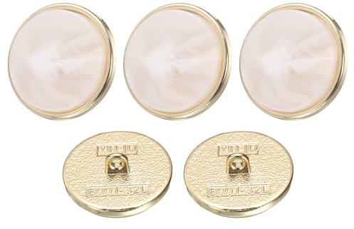QUARKZMAN 5 Stück Knöpfe 20mm Buttons zum Annähen Marmormuster Runde Bastelknöpfe Ösenknöpfe für Bekleidung Hosen Mantel Jacken Dekorieren Handwerk Selber Machen, Weiß
