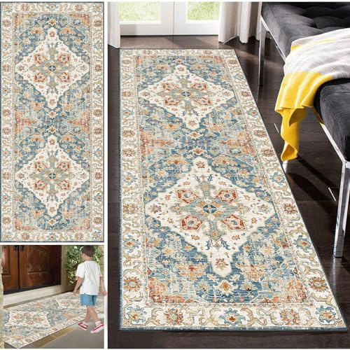 Tappeto Cucina Corridoio Lavabile Antiscivolo lungo Tappeto Lungo per Corridoio 90 x 300 cm Tappeto da Cucina Piastrelle Tappeto Passatoia Tappeto Per Ingresso Cucina Soggiorno, Tappeto per Balcone