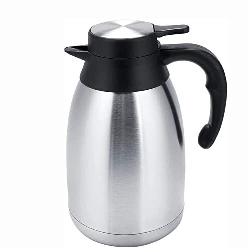 Stainless Steel Percolator Coffee Pot with Thermal Carafe 2L Insulated Vacuum Kettle for Hot Coffee and Tea Silver (1.5L)
