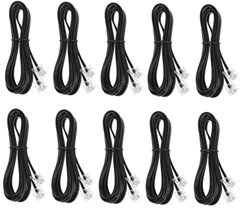 DIYEAH 10pcs 4-core Flat Telephone Cable 2 Metres Rj11 Connector