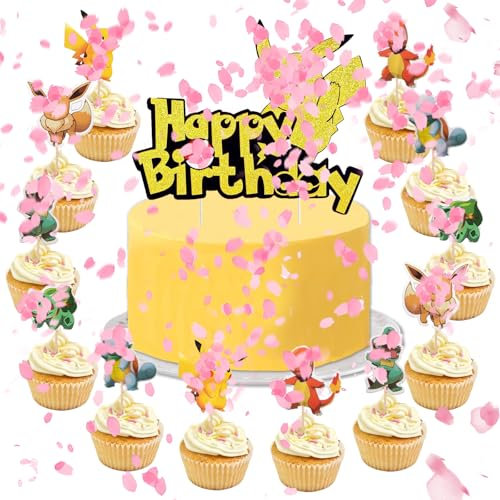 YOGARTH 25 Stück Tortendeko Nicht Essbare Kinder, Kuchen Deko Junge Mädchen, Happy Birthday Cake Topper Set für Kindergeburtstag Party Kuchen Dekoration (A)