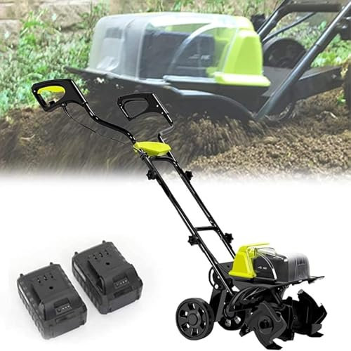 Rotavador eléctrico con 2 baterías, cultivador inalámbrico para preparación del suelo, aireador de césped para jardinería