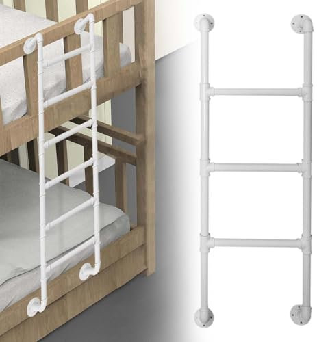 Échelle de lit superposé d'intérieur avec 3/4/5 marches à fixation murale en métal robuste pour dortoirs et maison, balustrade d'escalade en mezzanine robuste pour une utilisation sûre