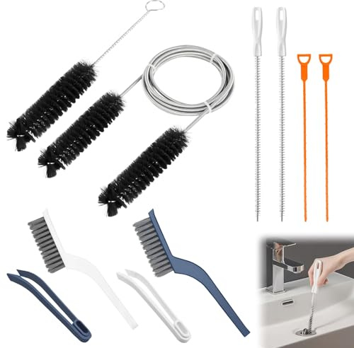 FuxFuis 8PCS Cepillo de Limpieza de Tuberías Cepillo Flexible para Desagüe Cepillo Desatascador Tuberias Cepillo Limpiador de Conductos Herramientas para Desatascar el Desagüe para Cocina Ducha Lavabo