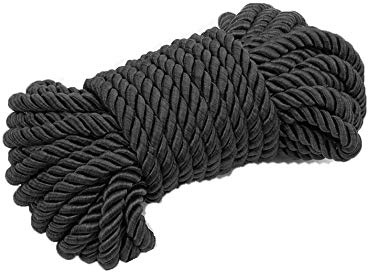 BONDAGERIE® Corda in raso intrecciato di colore nero, 10 metri, morbido e soffice adatto alla pelle