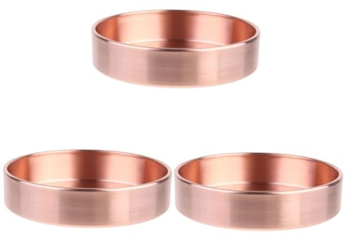 FRCOLOR 3 Pièces Plateau Cuivre Pur de Style Organisateur Décoratif pour Bijoux et Collation Plat à Bijoux Élégant et pour Mariage Anniversaire et Rangement Moderne pour Maison et