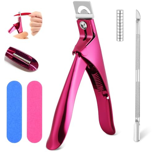 ALIIP Nagelklippare gelnaglar, manikyr tipskärare professionell gelnaglar nagelklippare rostfritt stål, nagelskärare för gelnaglar, konstgjorda naglar, gelnaglar, rosa (med 10 magneter, nagelfil