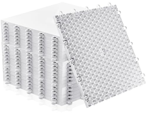 Fabbay 10 Pack Dryland Synthetic Ice Hockey Tiles 12x12 Floor Mat Hockey Training Equipment for Shooting Stickhandling Practice (12 x 12,White)