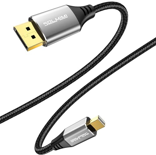 SOLMIMI Cable adaptador Mini DisplayPort a DisplayPort, 8 K @ 60 Hz, 4 K a 144 Hz, 2 K a 240 Hz, bidireccional DP 1.4 a Mini DP con HDR y DSC 1.2, compatible con ordenador portátil/PC/monitor