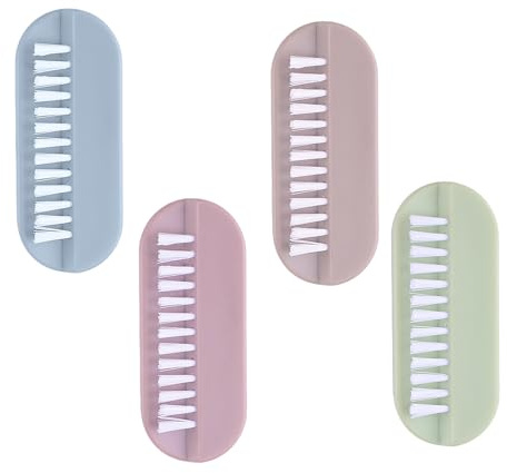 Nail Brush,4pcs Nail Brushes,Nail Brushes for Cleaning Nails,Plastic Handle Scrubbing Brush,Two Sided Cleaning Fingernail Scrub Brushes,Nail Cleaning Scrubbing Brush for Hands Feet Nails