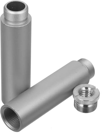 Mikrofonständer 5/8 Zoll Satz Verlängerungsrohr | Aluminiumlegierung, in Silber, 1 Satz mit Adapter und Verlängerungsrohr 5/8-27 3/8-16 Gewinde