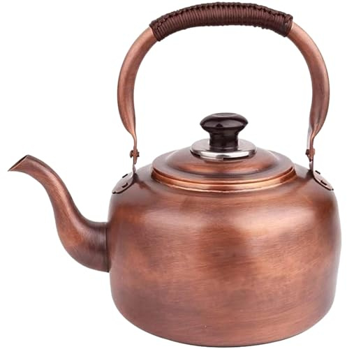 Bouilloire sifflante vintage en cuivre for cuisinière, 7 L, chauffage rapide, sifflet puissant avec poignée ergonomique for cuisinières à gaz(3 Litres)