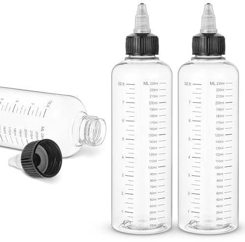 Quilax Lot de 3 bouteilles à presser pour huile capillaire - 230 ml - Avec graduation - Applicateur d'huile capillaire - Pour peinture, artisanat, cuisine, salon de coiffure
