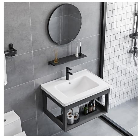 Meuble lavabo mural peu encombrant, meuble lavabo suspendu élégant pour petits appartements, combinaison salle de bain WC