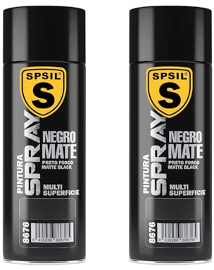 SPSIL Pintura Spray Mate Negro Mate(pack of 2) 200ml, Secado Rápido Profesional, Aplicación Fácil en Metal Madera Plástico, Interior Exterior Ideal DIY Decoración Muebles Automóviles