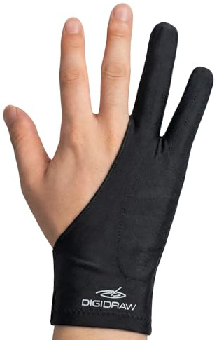 DIGIDRAW 2-Finger Artist Drawing Glove, Space Cotton Padding for Anti-Mistouch, Lightweight & Breathable Ice Silk, Extended Wrist Design, for Graphics Drawing Tablets
