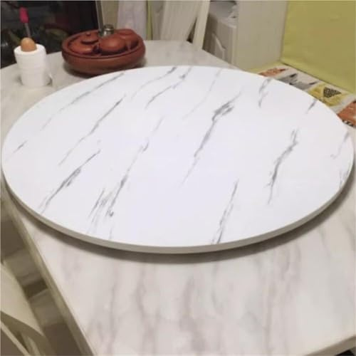 Plateau Tournant de Table en Bois, Lazy Susan Rond pour Table à Manger, Rotation 360° Fluide, Plateau de Service Résistant à la Chaleur pour Dîners de Famille et Banquets(Marble White,50cm (20 in))