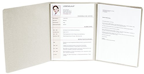 Exacompta 49754B Bewerbungsmappe (vertikale Prägung, 3-teilig mit 2 Klemmschienen, Kapazität 30 Blatt, Manila-Leinen-Karton, 400 g, nature Future, DIN A4) 1 Stück elfenbein