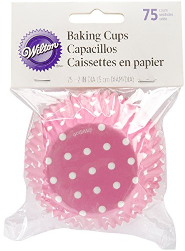 Wilton 75 Pirottini Muffin Rosa con Pois Bianchi