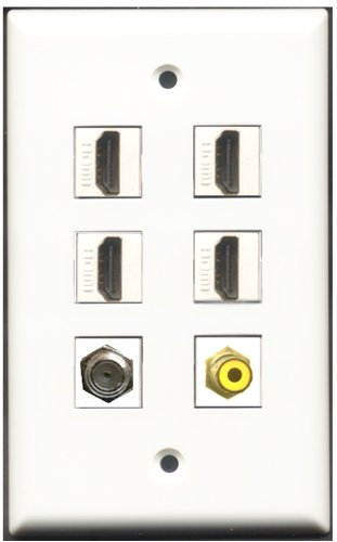 Riteav – 4 porte HDMI 1 RCA giallo 1 cavo coassiale tv- F-Type parete piastra