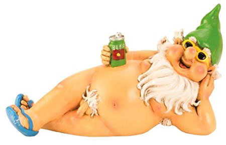 Geschenkestadl Nackter Gartenzwerg 26 cm mit grüner Mütze Figur für Haus und Garten